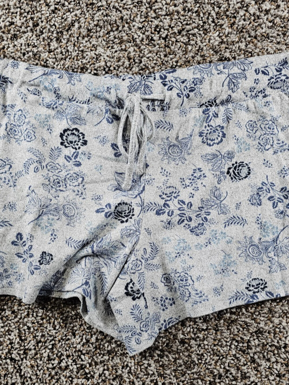 Lucky Brand Womens Sz M Pajama Lounge Shorts Gray Blue Floral